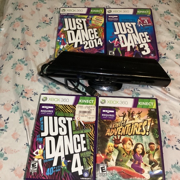 OEM Microsoft XBOX 360 Kinect Sensor Bar camera no adapter and 4 games Just danc - Picture 1 of 12